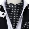 Мужской деловой галстук, шарфы Ascot, черный набор галстуков в горошек для мужчин, носовой платок, набор запонок