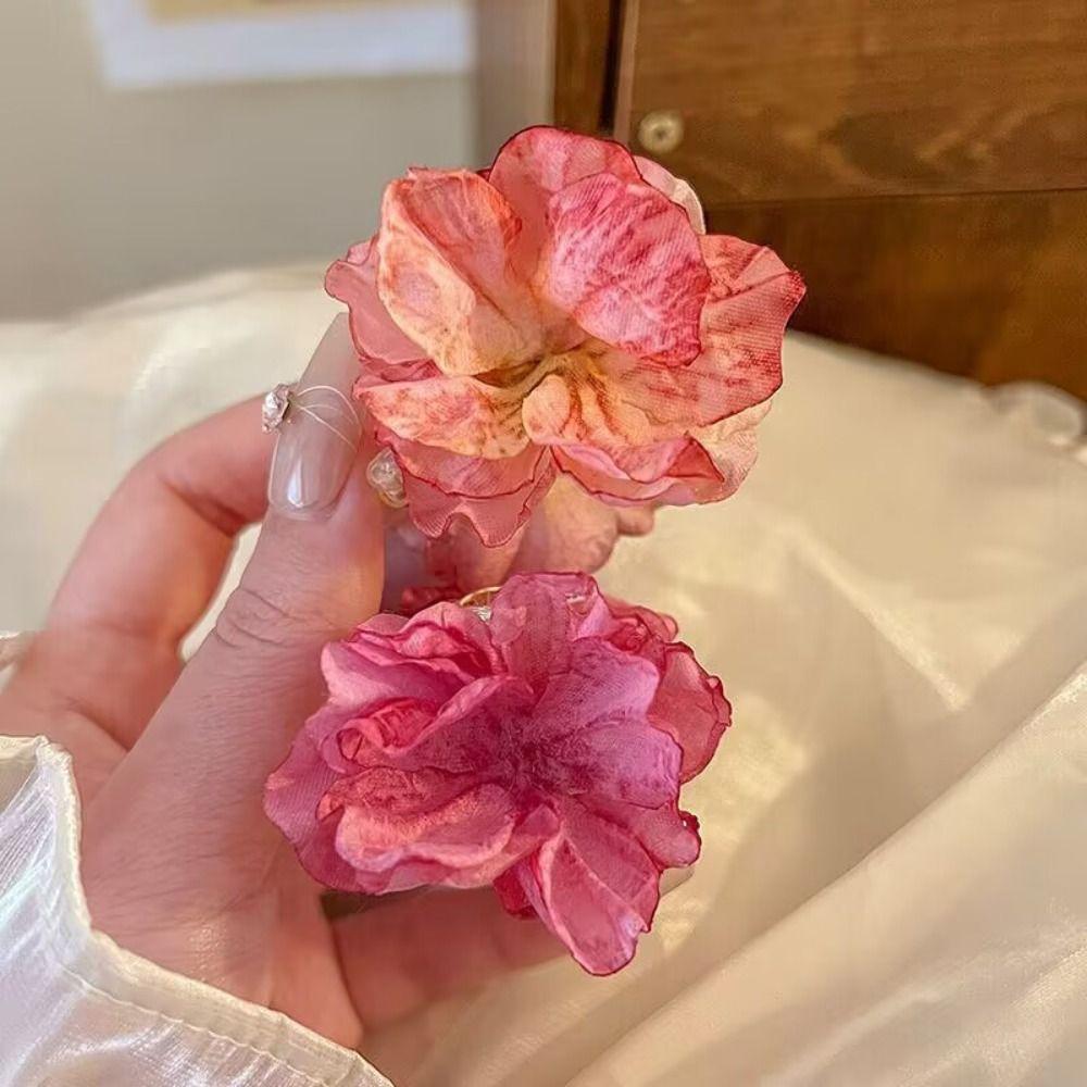 Cloth Flower Hair Claw Simulated Flower Hair Crab Clip Small Children Hair Catches Women