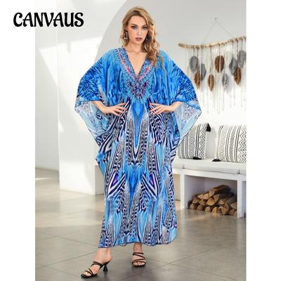 Летнее женское платье с принтом, пляжная накидка ручной работы, свободные праздничные накидки на бикини больших размеров