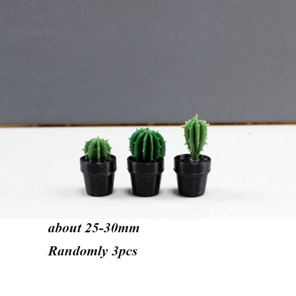 3pcs Multistyles Green Leaves Plant Pot Mini Bonsai Garden Home Model  Doll House Accessories