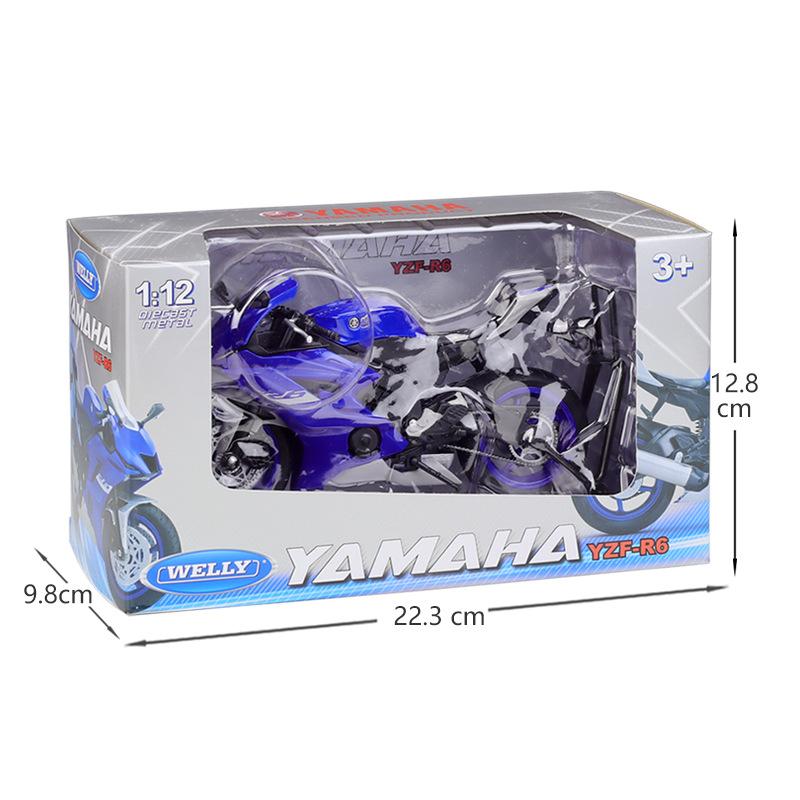 1/12 Scale Welly 2020 YAMAHA YZF-R6 Alloy Motorcycle Model Diecasts Metal Toy Vehicles Motorcycle Model High Simulation Collection Childrens Gifts