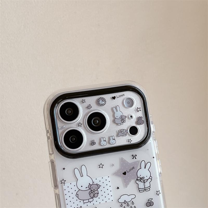 Милый мультяшный кролик Звездное небо Чехол для телефона для iPhone 16 15 14 13 17 Pro Max Стиль INS Мягкий силиконовый Ударопрочный Чехол Funda