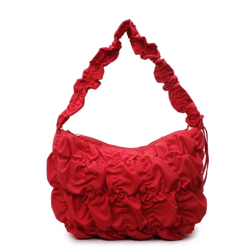 Sense of Luxury High Quality Wrinkles Cloth Shoulder Bags Solid Zipper Popularity Personality Crossbody Bags for Women 2025 New
