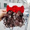 2pcs Kids Headwear Children's Bow Wig Cute Red Bowknot Hairclip Baby Wig Hairpin  New Year Festive
