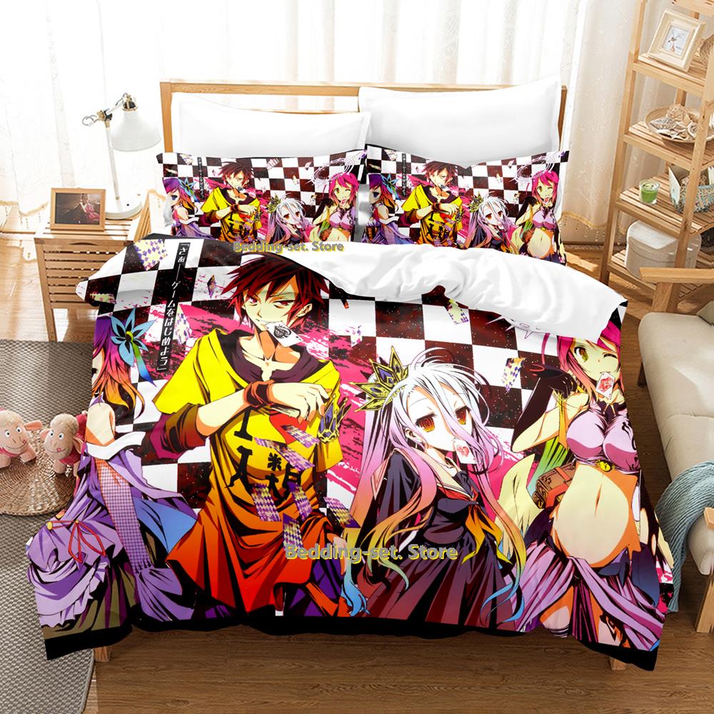 Новый комплект постельного белья Game No Game No Life Sora and Shiro Single Twin Full Queen King Size Bed Set Adult Kids Bedroom Duvet Cover Sets