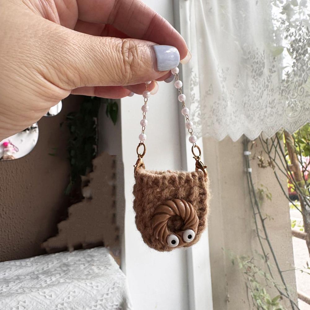 Мини-сумка для кукол через плечо из плетеной ткани с жемчужной цепочкой для кукольного домика, вязаная шерстяная сумка, аксессуары для кукол