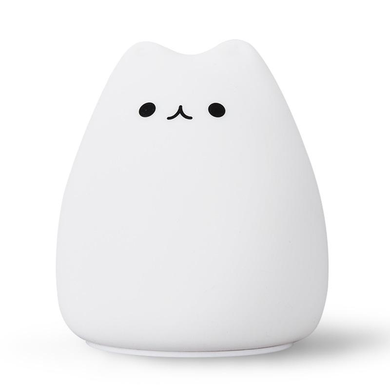 Mini Kawaii Popular Cat Baby Night Lamp 7-Color Pat Touch Color-Changing Eye Protection Bedroom Bedside Nightlight Gift Children