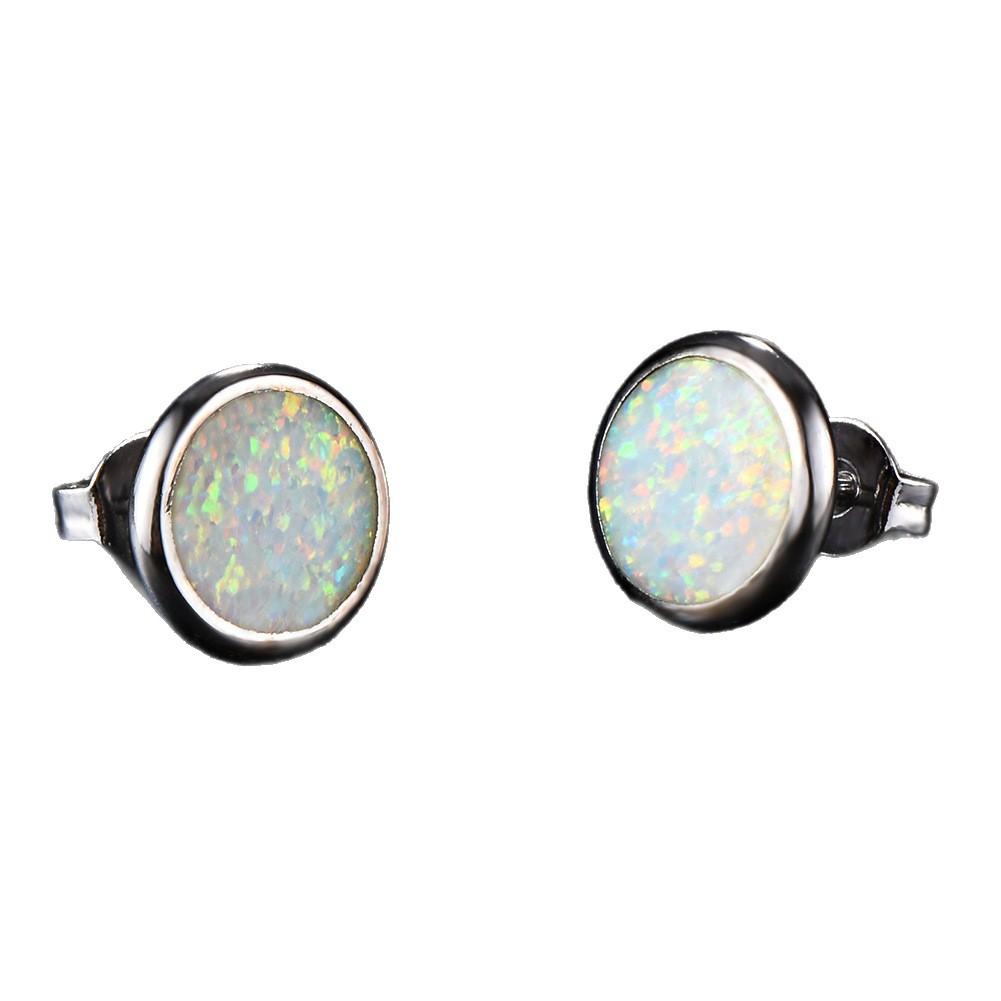 Hot Sale White Opal Stud Earrings Round Earrings Simple Personality Jewelry Versatile