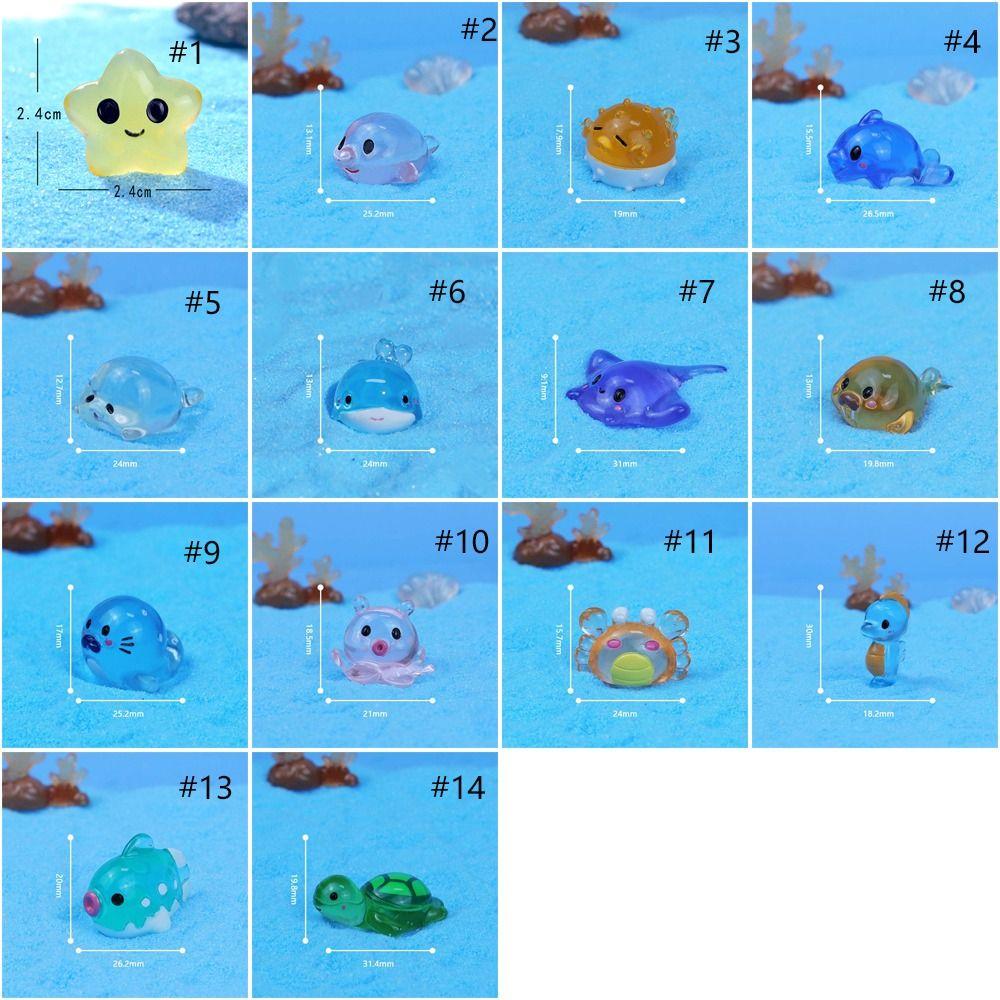 Cartoon Ocean Animal Miniature Figurines Cute Mini Ocean Animal Statue Desk Accessories