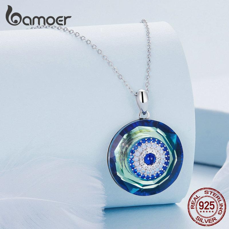 BAMOER стерлингового серебра 925 пробы кольцо ангела глаз дьявола кулон ожерелье Древо жизни шейная цепочка для женщин ювелирные изделия с платиновым покрытием