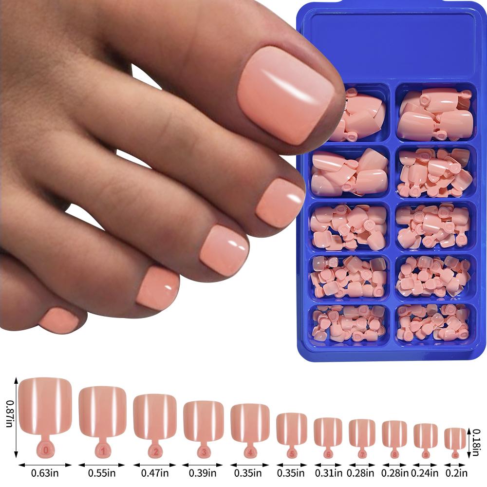 100pcs Clear False Toes Nails French Square Nature White Full Cover Fake Toe Nails Feet Nail Tips Artificial Press On Toenails