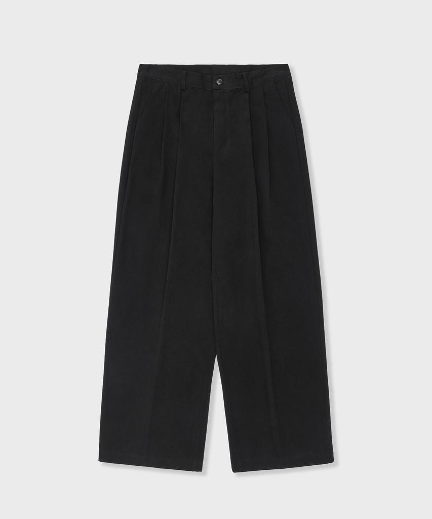 GLW Wide Two-Pleat Cotton Pants Black