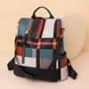 Women's Nylon Backpack Large Capacity Plaid Color Contrast Backpack