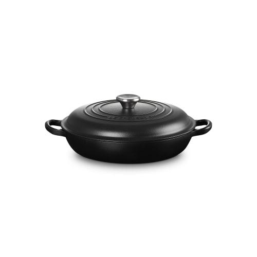 Le Creuset Cast Iron Enamel Buffet Casserole, 26 Cm, Matte Black, Gas, Induction, Oven, and Dishwasher Safe [Official Japanese Product]