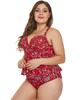 Azura Exchange Red Print Moulded Cups Peplum Plus Size Bikini