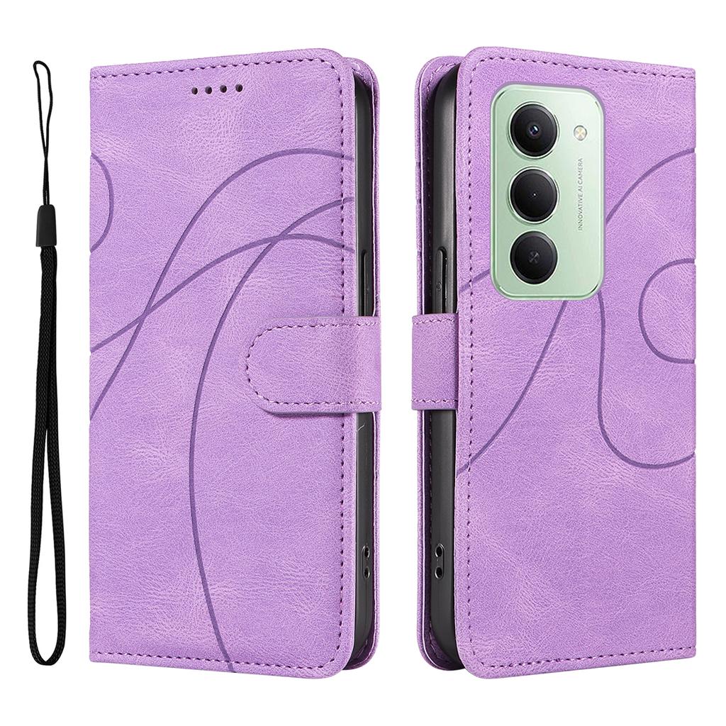 Для Xiaomi Redmi 15 4G (США) (171 мм) Кожаный чехол-кошелек с подставкой и дизайном изогнутых линий