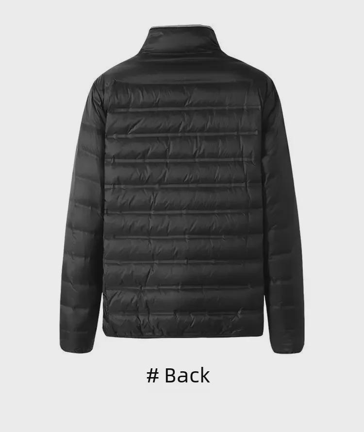 Men's Plus Size Light Down Cotton Jacket - Stand Collar, Autumn/Winter, Casual Fit