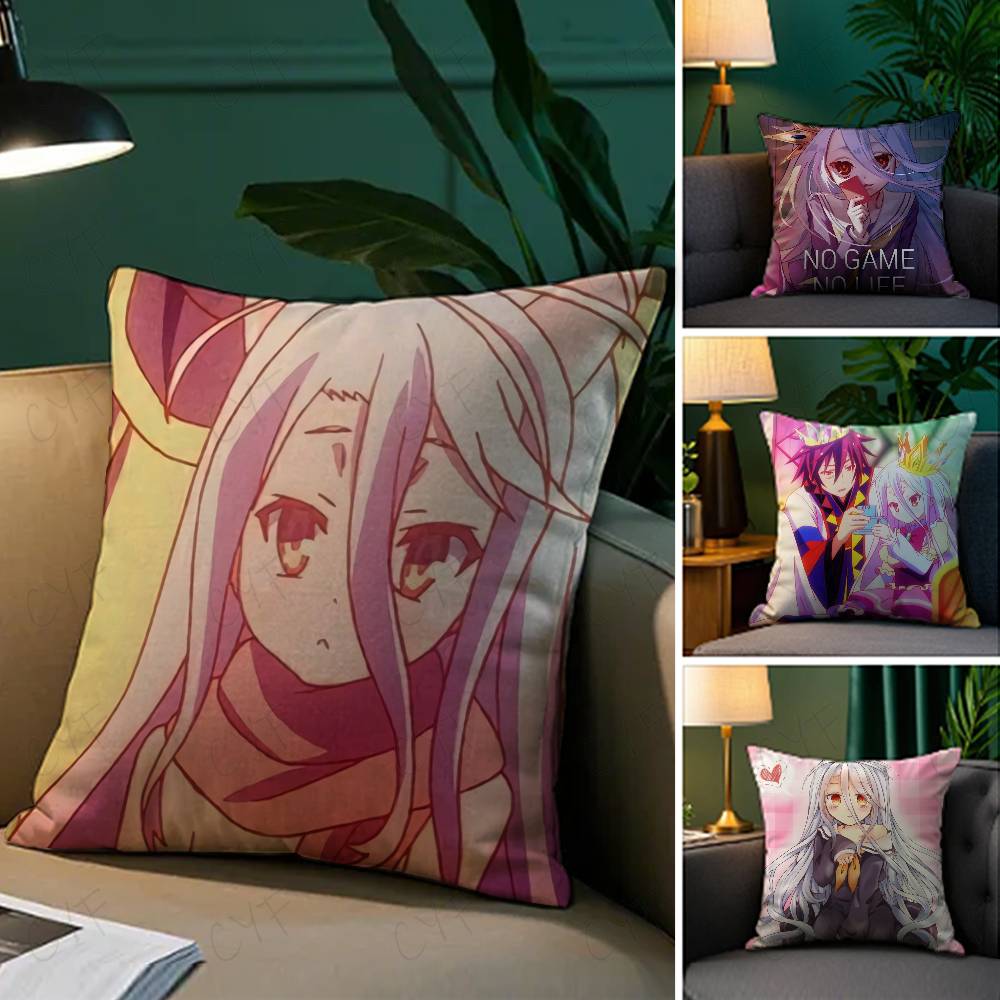 Чехол на подушку из аниме No Game No Life, противоаллергенный, с невидимой молнией, из шелковистого короткого плюша, чехол для диванной подушки