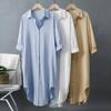 Plus Size Women's Cotton Linen Long Sleeve White Shirt Spring Autumn Loose Casual Mid-Length Shirt Dress Robe Femme