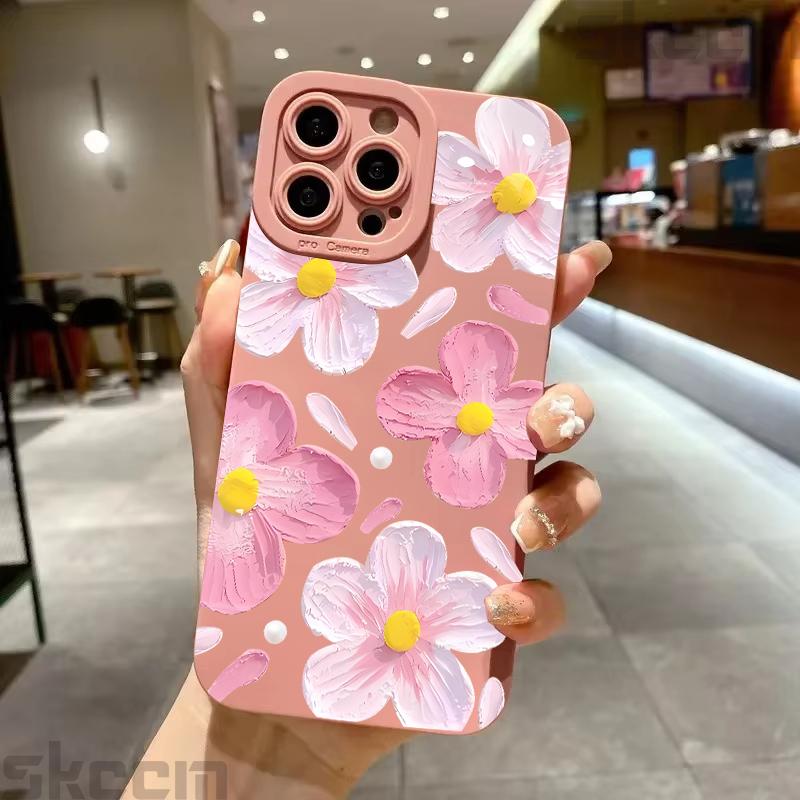 Милый чехол для телефона с цветочным узором и пчелкой для iPhone 16E 16 15 14 13 12 11 Pro Max Mini X XS XR 7 8 Plus Противоударный мягкий чехол