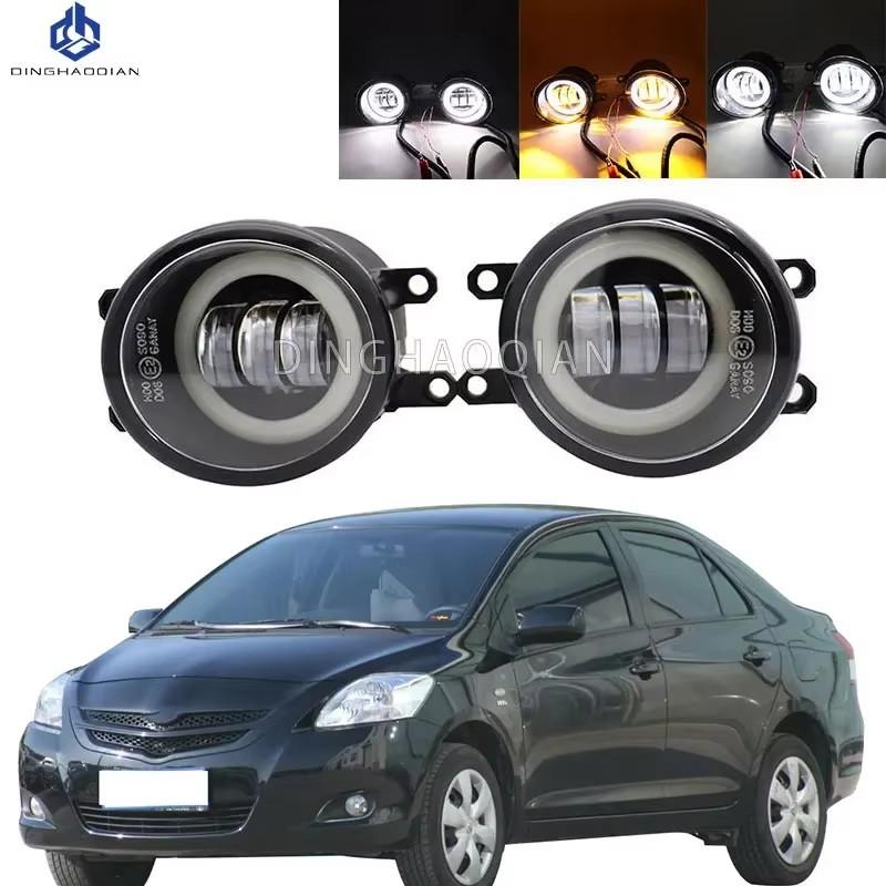 For Toyota Yaris Sedan Belta Vios 2007-2011 1Pair Car Fog Light LED Angel Eye DRL Daytime Running Lamp H11 12V High Bright