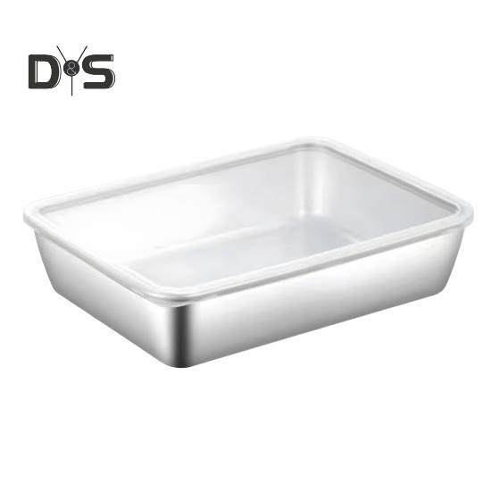 Ланч-бокс из нержавеющей стали с прозрачной крышкой, герметичный пищевой контейнер для сыра, мясных деликатесов, фруктов, духовки, выпечки, пикников, с рельефным дном, с узорами для еды