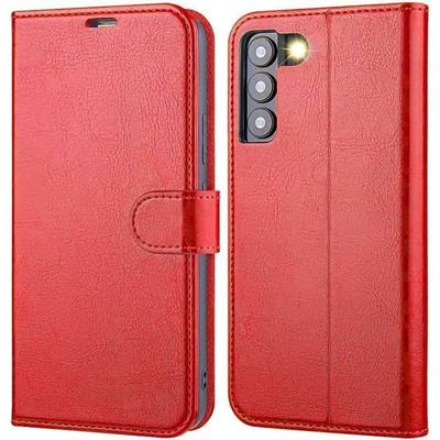 Защитный чехол - PROSHOP - для Samsung S22 Ultra - Красный - Эффект кожи - Держатель для карт