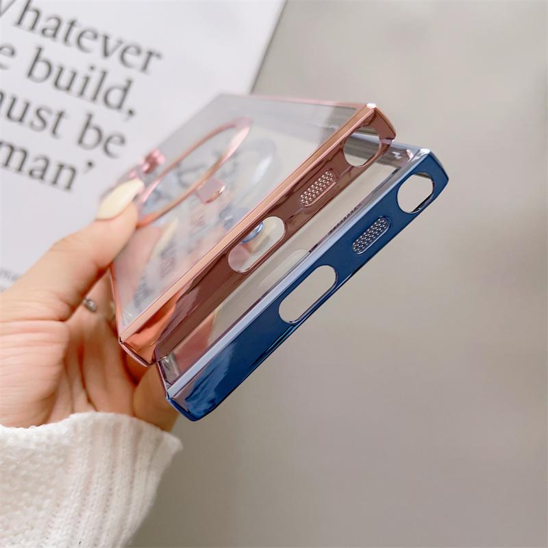 Luxury Transparent Plating For Magsafe Case For Huawei Mate 40 Samsung Galaxy S22 S23 S21 Ultra Plus Wireless Charge Silicone Clear Cover Cases
