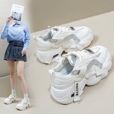 Повседневные женские кроссовки на массивной платформе без шнуровки, легкие кроссовки для бега, дышащие прогулочные кроссовки из искусственной кожи, женская спортивная обувь для тенниса на шнуровке