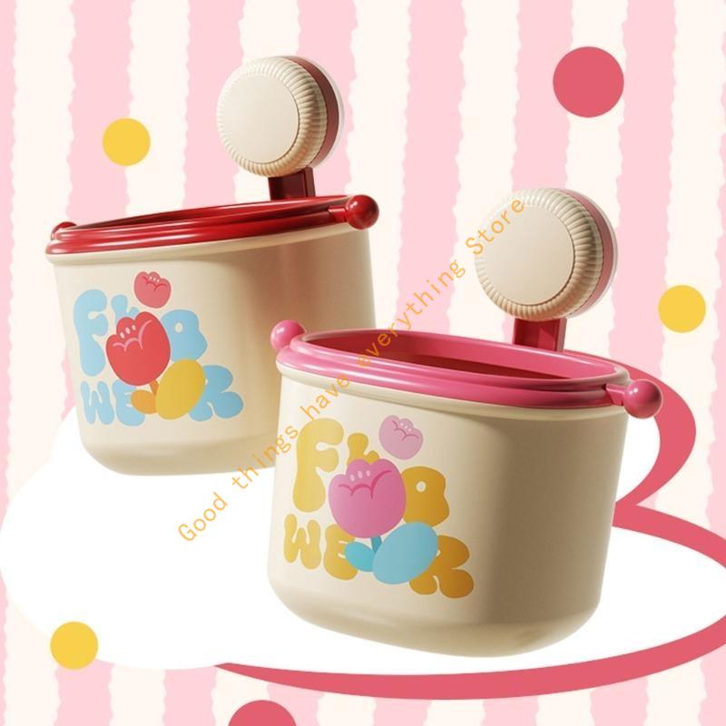 Portable Trash Can with Suction Cup Wall Hanging Rubbish Bin Waste Basket for Office Living Room and Bedroom Organizers 55KF