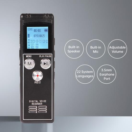 Цифровой диктофон с поддержкой нескольких языков, светодиодный экран, 1536 кбит/с, устройство для записи звука, диктофон