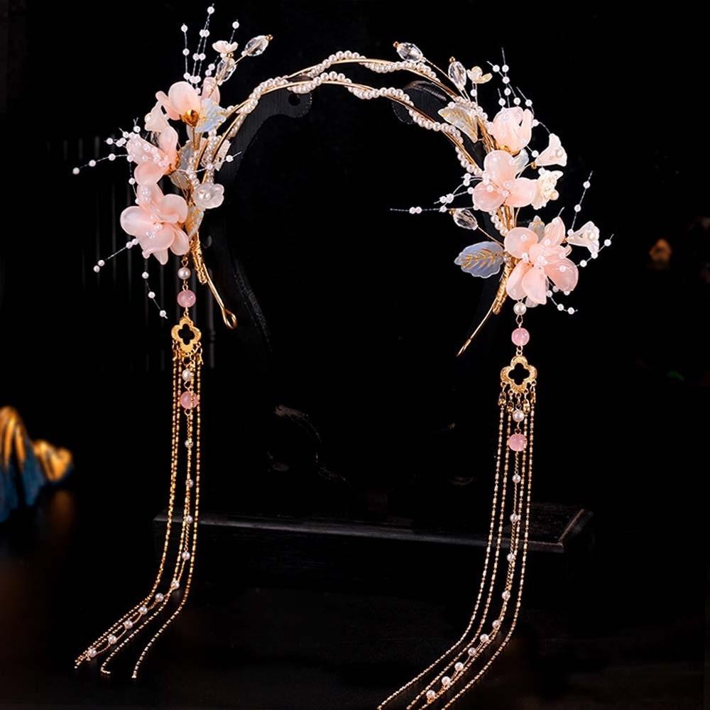 Crystal Hanfu Tassel Hair Hoop Beads Swaying Fairy Headwear Chinese Ancient Hairband  Betrothal