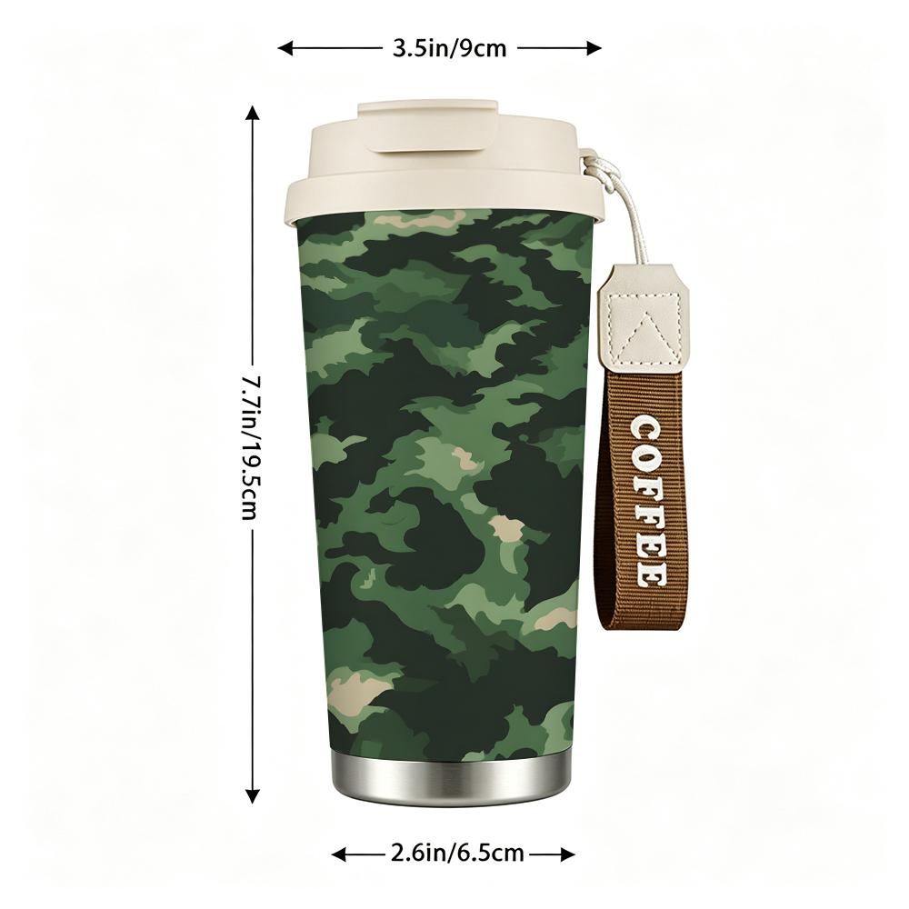 Camouflage Pattern Stainless Steel Insulated Coffee Tumbler Vacuum Travel Mug,Portable Leakproof Cup for Outdoor Hiking Camping