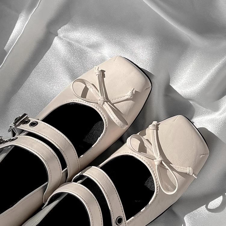 Модные темпераментные балетки с бантом на плоской подошве, маленькие кожаные туфли для женщин 2025 года, новые весенне-осенние туфли-юбки Мэри Джейн