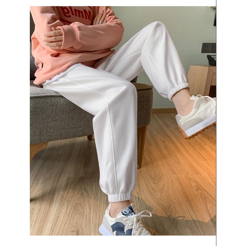 Women's Casual Winter Bundle Feet Pants Straight-leg Fleece-lined Thickened Sweatpants