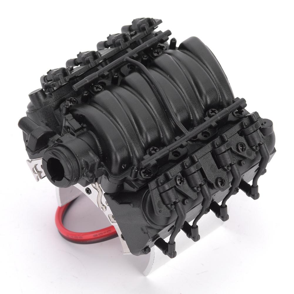 V8 1 10 RC Simulation Engine Cover Cooler Motor Fan Universal Accessory for Trx4 Scx10 scx10IIBlack