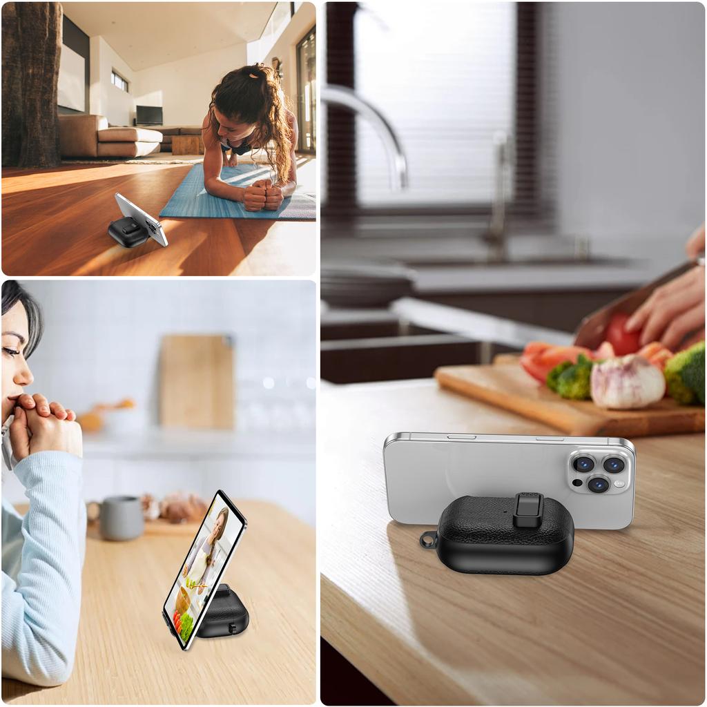 For Apple AirPods Pro Protective Case with Stand Litchi Texture Leather TPU + PC Earphone Cover with Lock Buckle and Carabiner