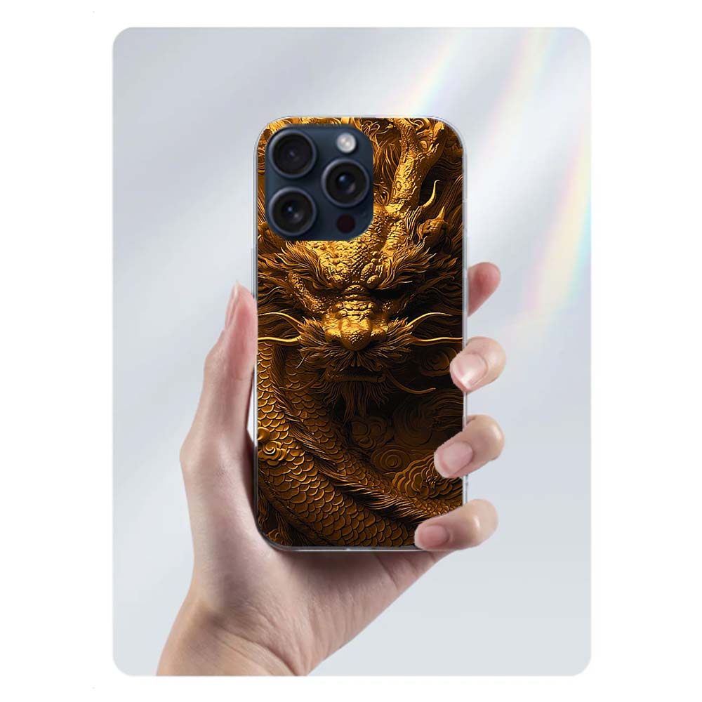 Прозрачный чехол для телефона 'Золотой Святой Дракон' для Iphone 17 Air 16 Pro Max 15 Pro 14 Plus 17E 16E 11 13 12 Mini Чехлы Fundas Cell TP