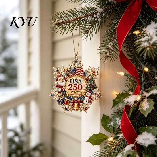 Red White And Blue Hanging Decor USA 250th Anniversary Christmas Ornament, Snowflake Decor, 1776-2026 Commemorative Patriotic Gift Acrylic Tree