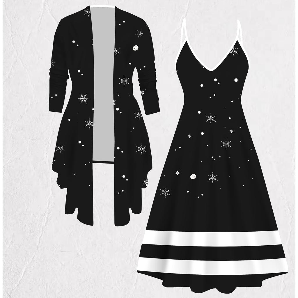 Комплектное платье-пальто с 3D-принтом снежинок на День святого Валентина, эксцентричный классический принт в виде тотема, подходит для различных модных стилей.