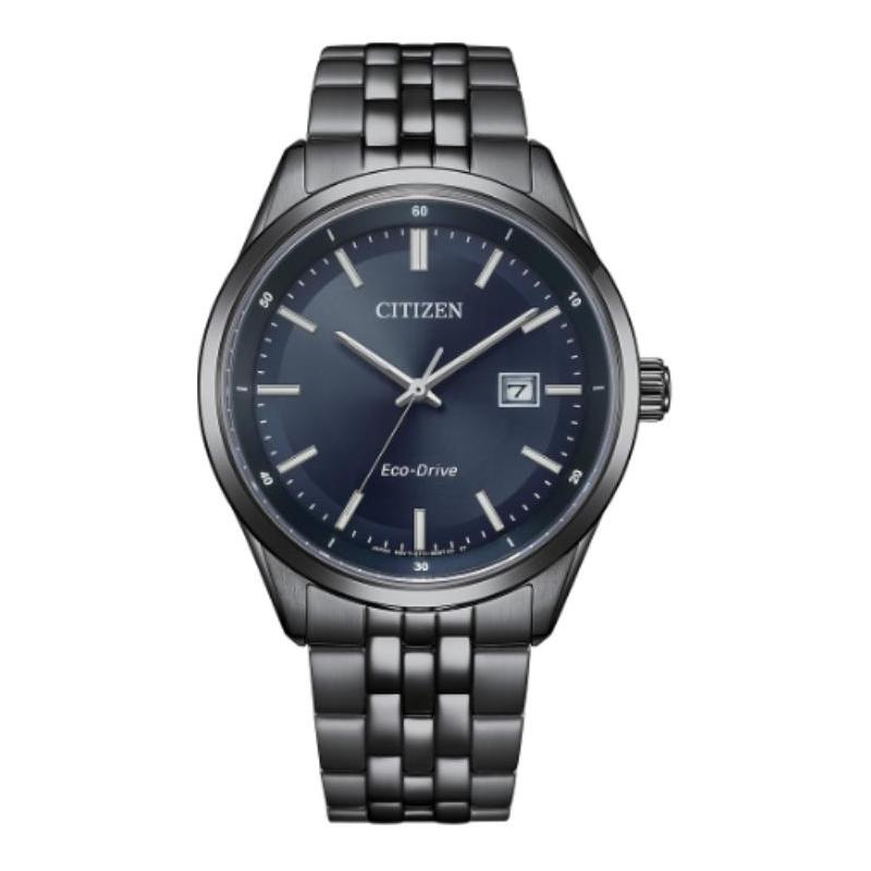 Citizen Серия Eco-Drive Водонепроницаемость 100 м Солнечный кварц Стальной ремешок Мужские часы Синий циферблат BM7567-50L