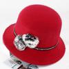 With Flower Women Dome Hat Casual Wool Hats Fashion Ladies Bucket Cap  Autumn Winter
