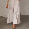 Женские брюки с боковыми карманами, с высокой эластичной талией, широкими штанинами, однотонные, с глубокой промежностью, свободные