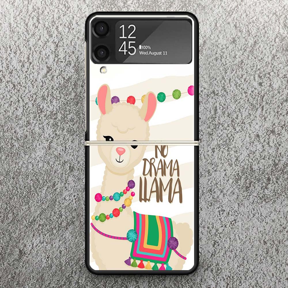 Lama Llama Alpacas Print Case For Samsung Galaxy Z Flip 3 4 5 6 7 5G Phone Shell Flip7 Flip6 Flip5 Flip4 Flip3 Pattern Cover For