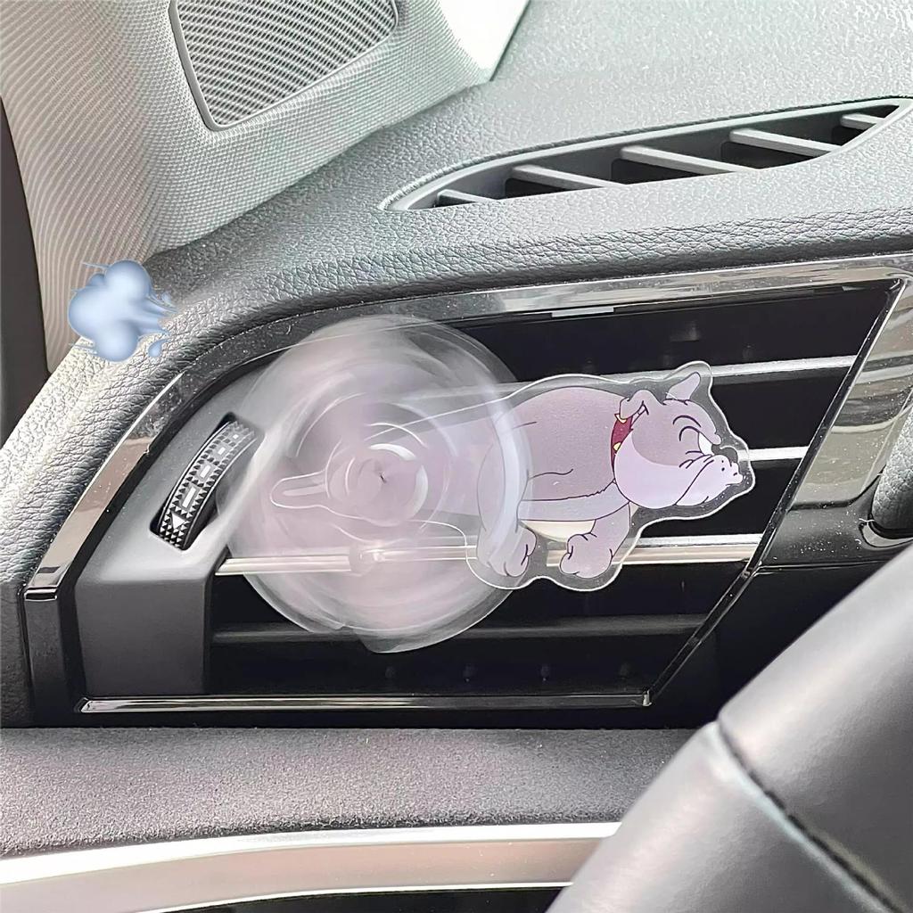 Rotatable Cartoon Cat and Mouse Car Air Vent Swirling Acrylic Clip Decor