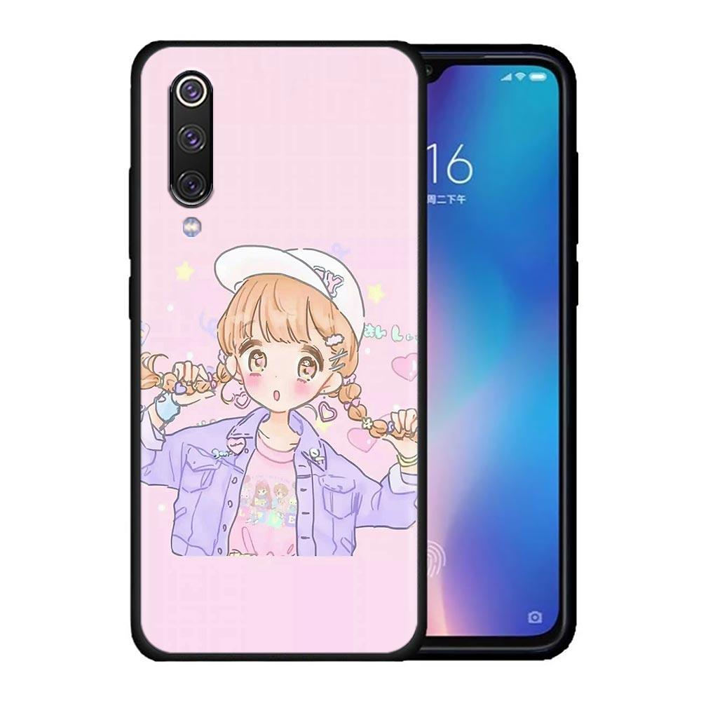 Kawaii аниме милый красивый чехол для телефона для девочек для Xiaomi Mi A2 8 9 SE 9T 10 10T 10S CC9 E Note 10 Lite Pro 5G 4G черный чехол