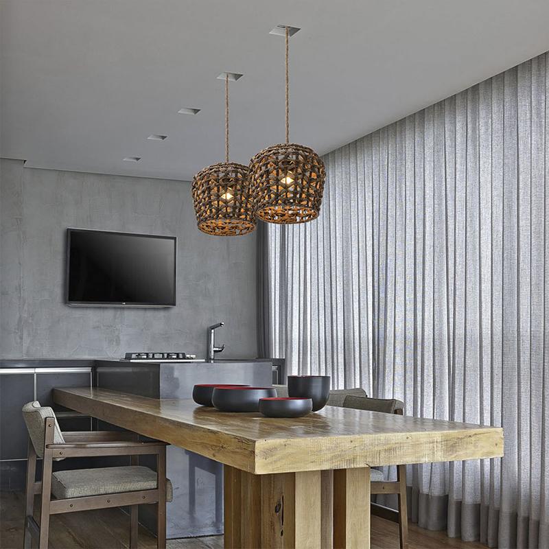 1 шт. Американский деревенский абажур ручной работы креативные подвесные светильники плетеный из травы абажур для фонаря сельский