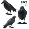 2pcs Realistic 3D Black Crow Bird Catchers - Perfect for Halloween Garden & Yard Decorations, Lifelike Outdoor Bird Repellent for Home and Garden