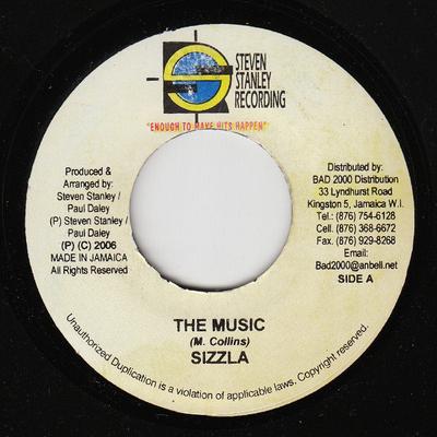 7-дюймовая пластинка SIZZLA - The Music NONE Стивен Стэнли 2006 Ямайка Регги, Ска и Даб Б/У