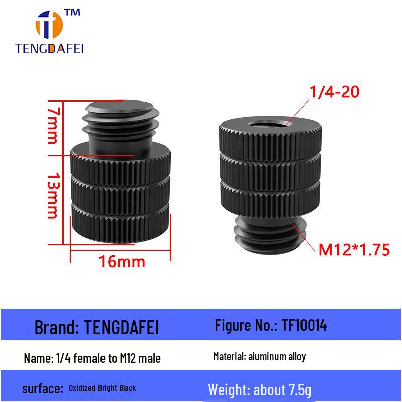 Reversible 1/4" Male To 3/8" Female Adapter for Camera Tripod Ball Head with M4-M8 Conversion Screws